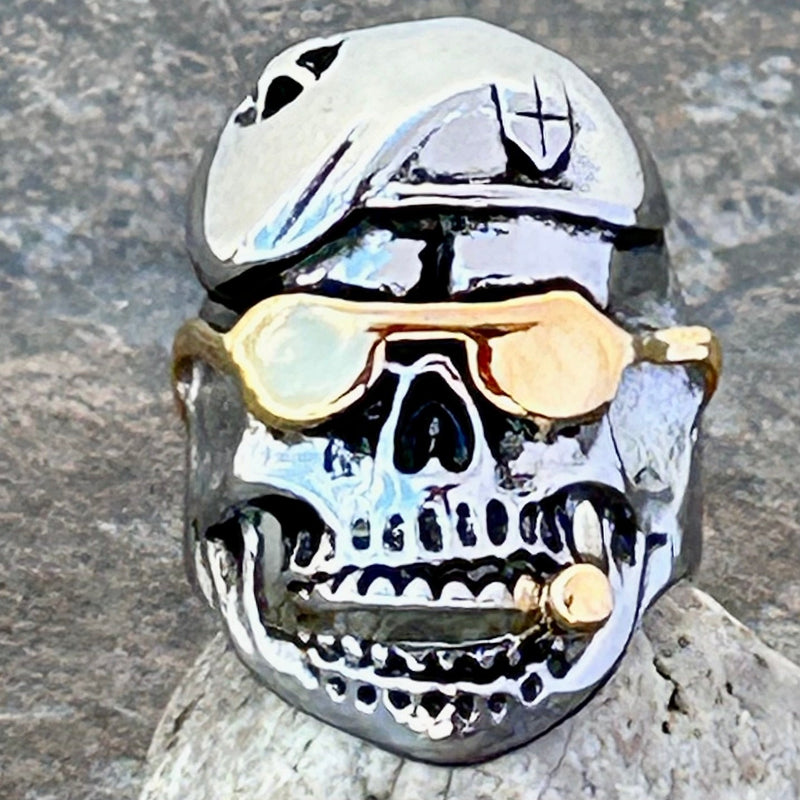 Sanity Jewelry Skull Ring Gold Sunglasses & Beret Skull Ring - R06