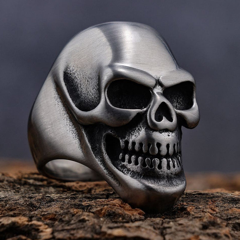 Sanity Jewelry Skull Ring Jimmy - Big - Skull Ring - Brushed Stainless Steel - Sizes 9-16 - R37
