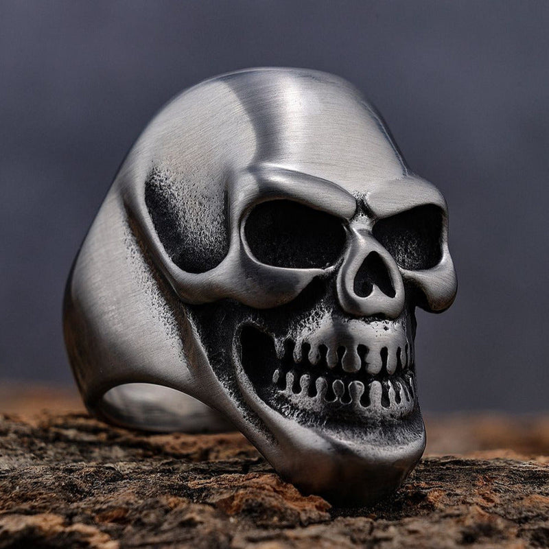 Sanity Jewelry Skull Ring Jimmy - Small - Skull Ring - Brushed Stainless Steel - Sizes 6-16 - R38