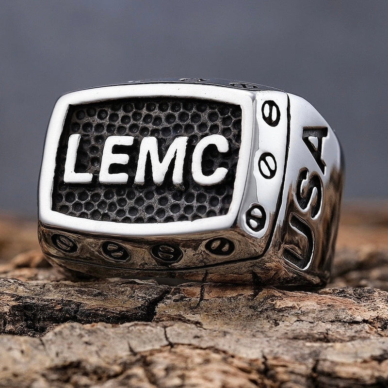 Sanity Jewelry Skull Ring LEMC Law Enforcment Motorcycle Club Ring - R39