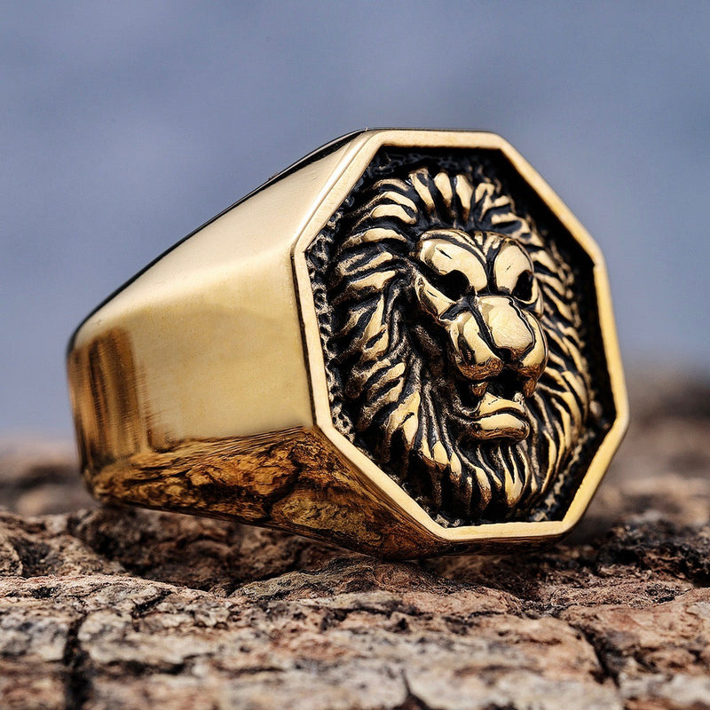 Sanity Jewelry Skull Ring Lion Ring - Gold - Sizes 6-17 - R101