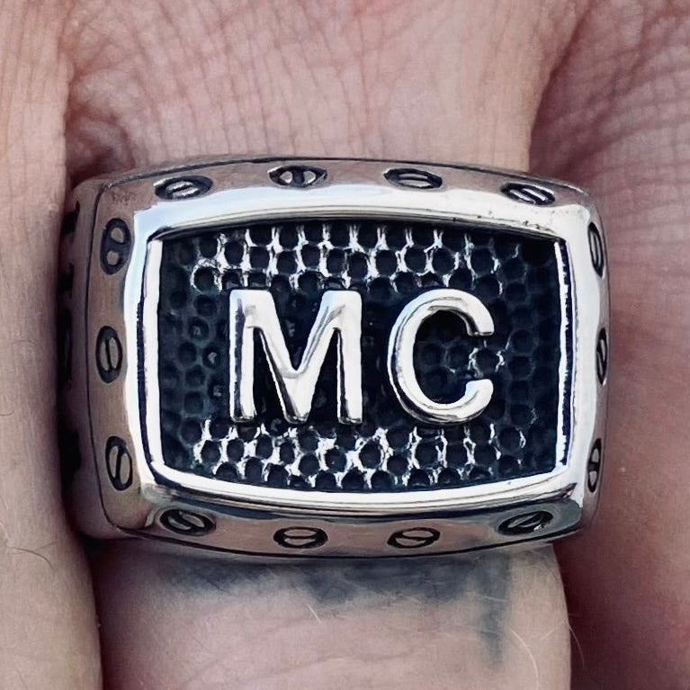 Sanity Jewelry Skull Ring MC Ring with Screws - R196