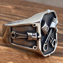 Sanity Jewelry Skull Ring Mechanic's Double Piston Ring - Sizes 7-17 - R125