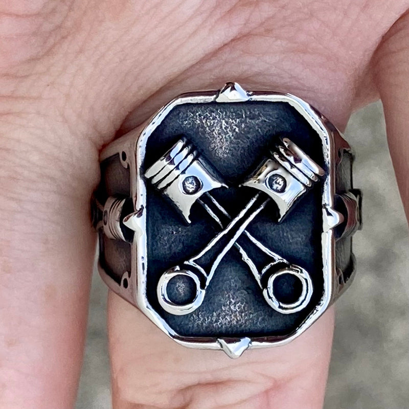 Sanity Jewelry Skull Ring Mechanic's Double Piston Ring - Sizes 7-17 - R125