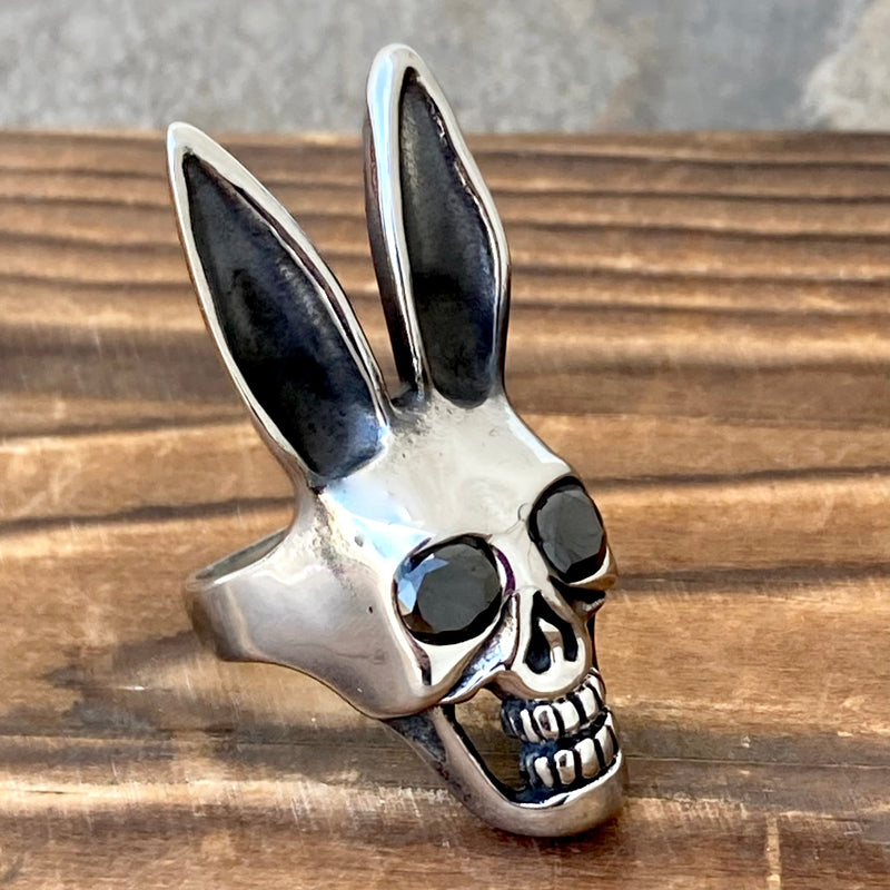 Sanity Jewelry Skull Ring Playboy Bunny - Black Eyes - Sizes 7-11 - R222
