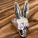 Sanity Jewelry Skull Ring Playboy Bunny - Pink Eyes - Sizes 6-11 - R223