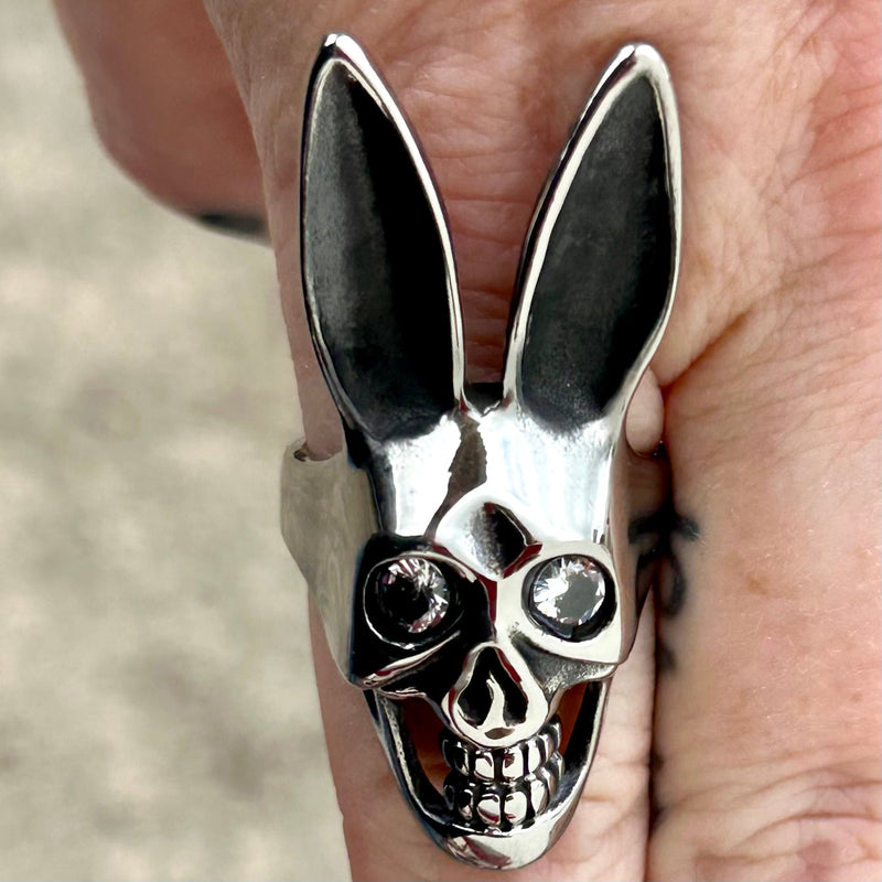 Sanity Jewelry Skull Ring Playboy Bunny - White Eyes W/Black Pupils - SLC89 CLEARANCE