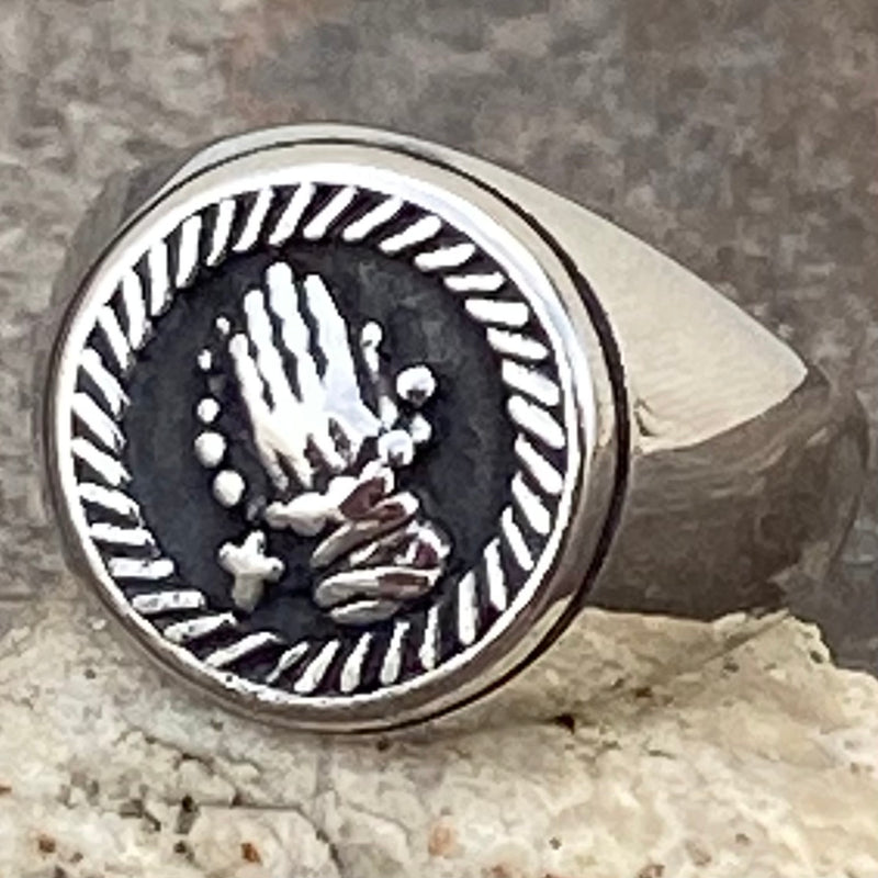 Sanity Jewelry Skull Ring Praying Hands - Silver - SLC60 CLEARANCE