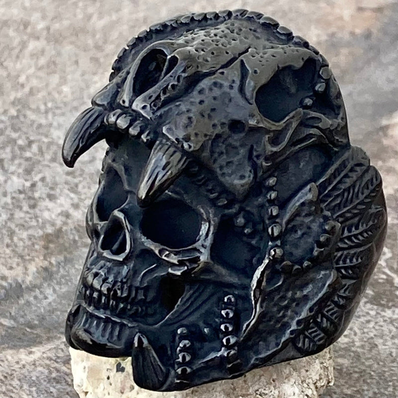 Sanity Jewelry Skull Ring Saber Tooth - Black - SLC28 CLEARANCE