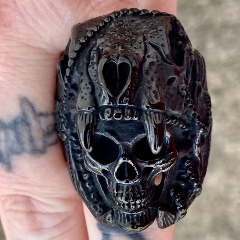 Sanity Jewelry Skull Ring Saber Tooth - Black - SLC28 CLEARANCE