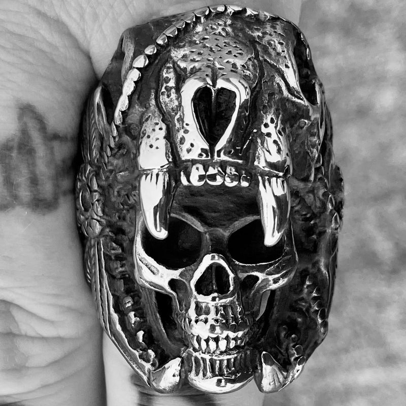 Sanity Jewelry Skull Ring Saber Tooth - Silver - SLC30 CLEARANCE