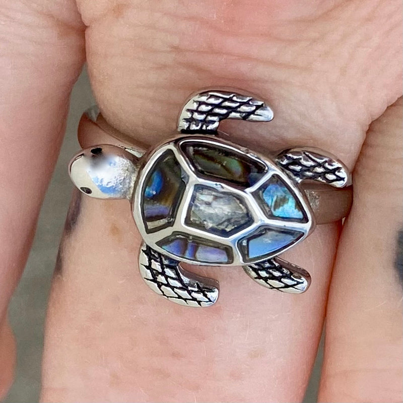 Sanity Jewelry Skull Ring Sea Shell Turtle Ring - Silver - Sizes 5-10 - R172
