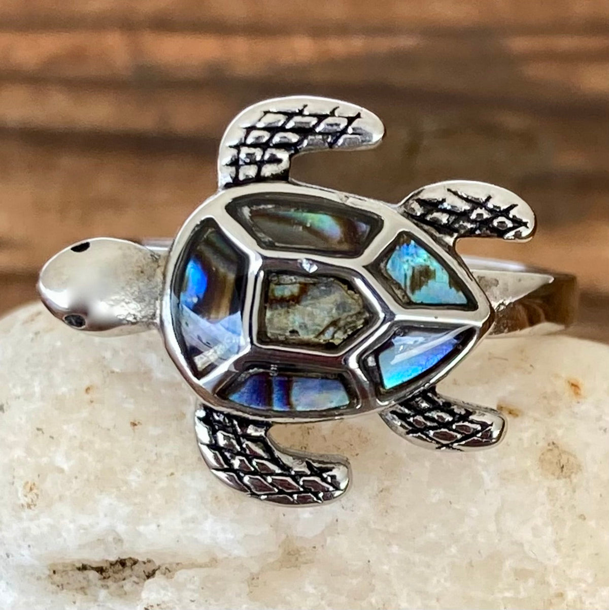 Sea Shell Turtle Ring - Silver - R172