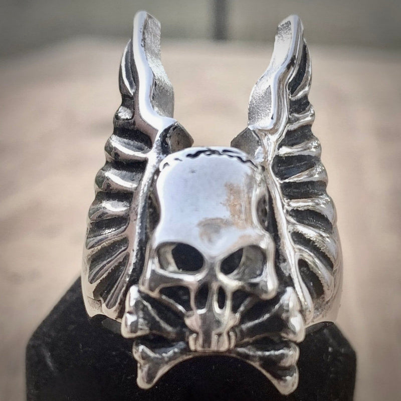 Sanity Jewelry Skull Ring Skull and Angel Wings - "Gargoyle" - Sizes 9-16 - SLC07 CLEARANCE