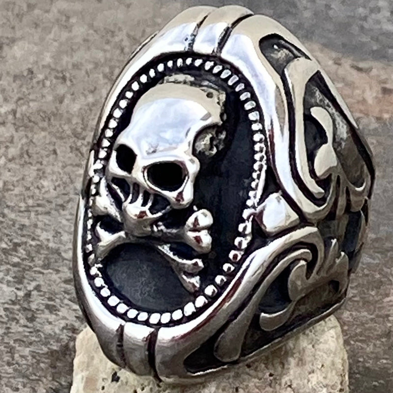 Sanity Jewelry Skull Ring Skull & Crossbones Portrait - Silver - SLC34 CLEARANCE