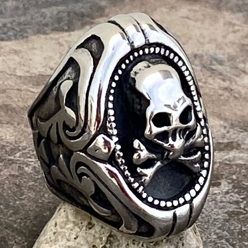 Sanity Jewelry Skull Ring Skull & Crossbones Portrait - Silver - SLC34 CLEARANCE