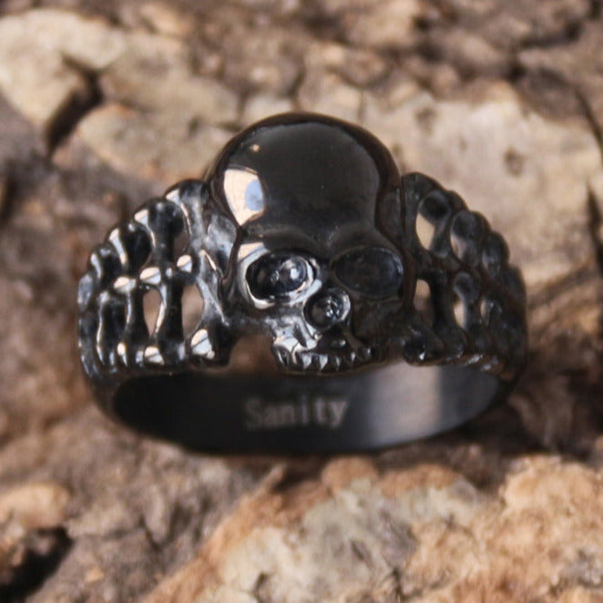 Sanity Jewelry Skull Ring Skull Ring W/ Bones - Black - R65