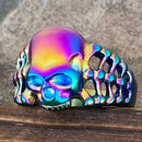 Sanity Jewelry Skull Ring Skull Ring with Bones - Rainbow - Sizes 4-12 - R209