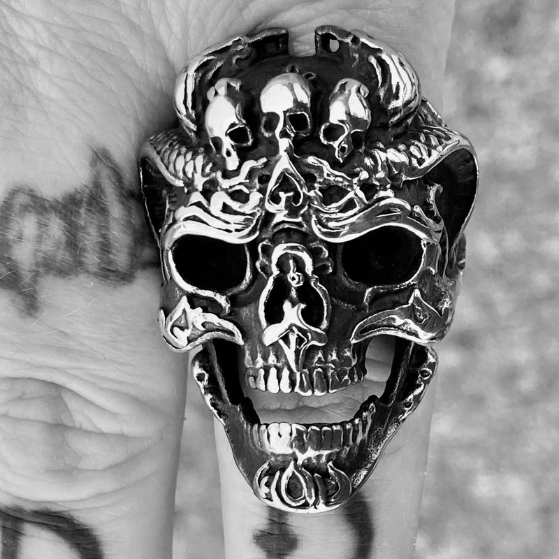 Sanity Jewelry Skull Ring Skull W/Crown - Silver - SLC61 CLEARANCE