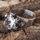 Sanity Jewelry Skull Ring Skulls W/ White Stone - R225