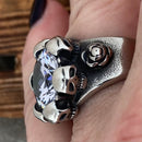 Sanity Jewelry Skull Ring Skulls W/White Stone - Sizes 8-16 - R225
