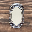 Sanity Jewelry Skull Ring The Looking Glass - Mirror -  Silver w/White Stone - Sizes 5-16 - R67