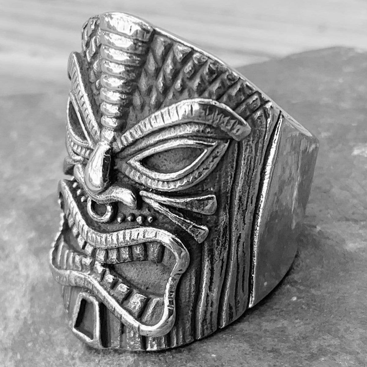Skull Ring | Tiki Ring - The Polynesian | Biker Jewelry | Sanity 