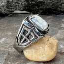 Sanity Jewelry Skull Ring "White Stone" - Crusader - R74