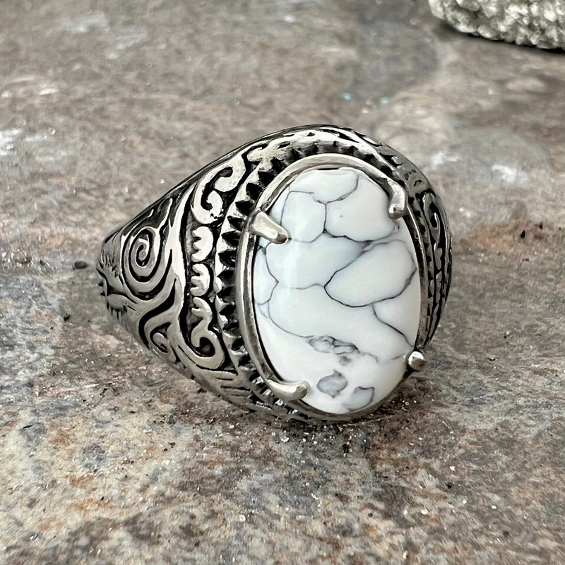 Sanity Jewelry Skull Ring "White Stone" - New Mexico - Large - R252