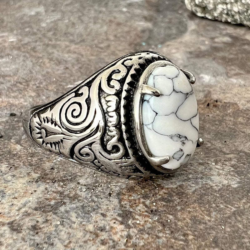 Sanity Jewelry Skull Ring "White Stone" - New Mexico - Large - R252