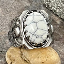 Sanity Jewelry Skull Ring "White Stone" - Skull & Angel Wings - R137