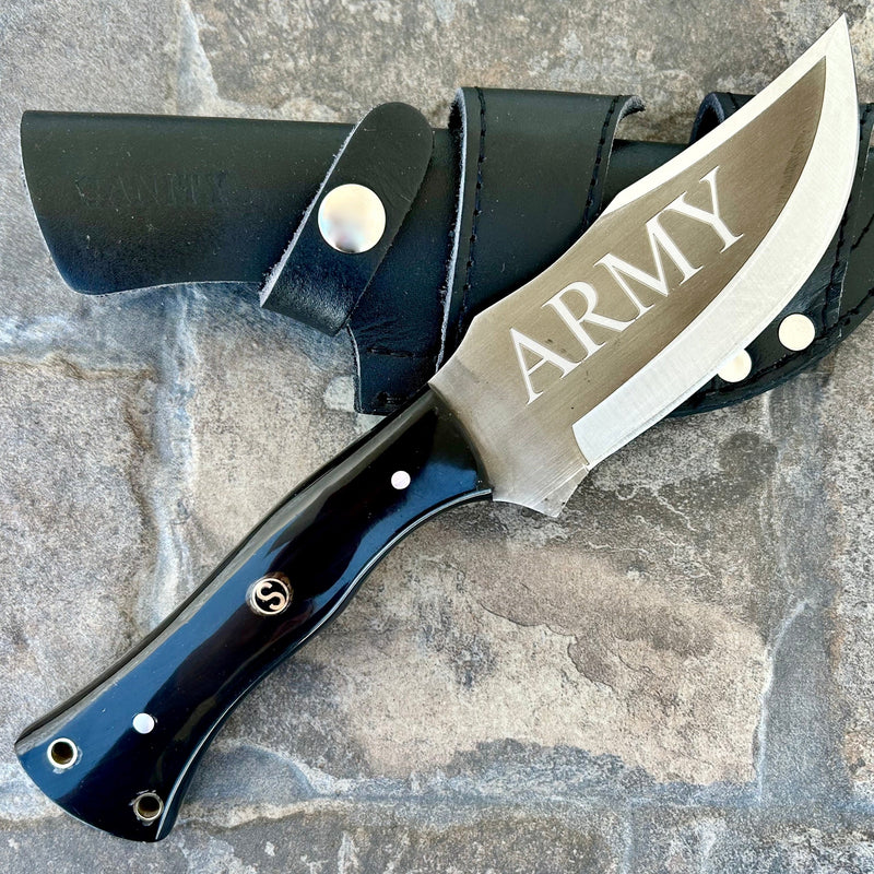 SANITY JEWELRY® Steel 10” Rough Rider Series - Army - Buffalo Horn - D2 Steel - Horizontal & Vertical Carry - CUS46