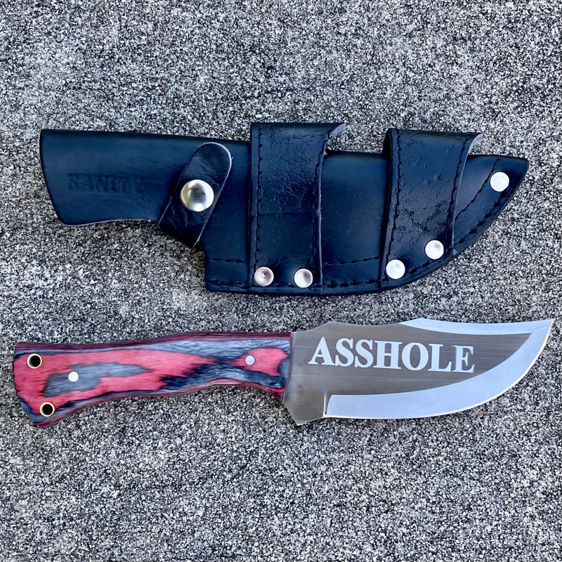 SANITY JEWELRY® Steel 10” Rough Rider Series - Asshole - Red Wood - D2 Steel - Horizontal & Vertical Carry - CUS63