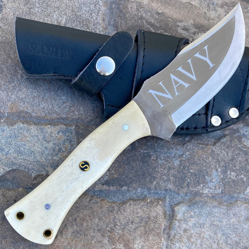 SANITY JEWELRY® Steel 10" Rough Rider Series - Bone - Navy - D2 Steel - Horizontal & Vertical Carry - CUS57