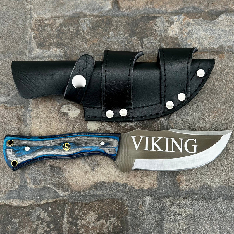 SANITY JEWELRY® Steel 10" Rough Rider Series - Viking - Blue & Black Wood - D2 Steel - Horizontal & Vertical Carry - CUS59