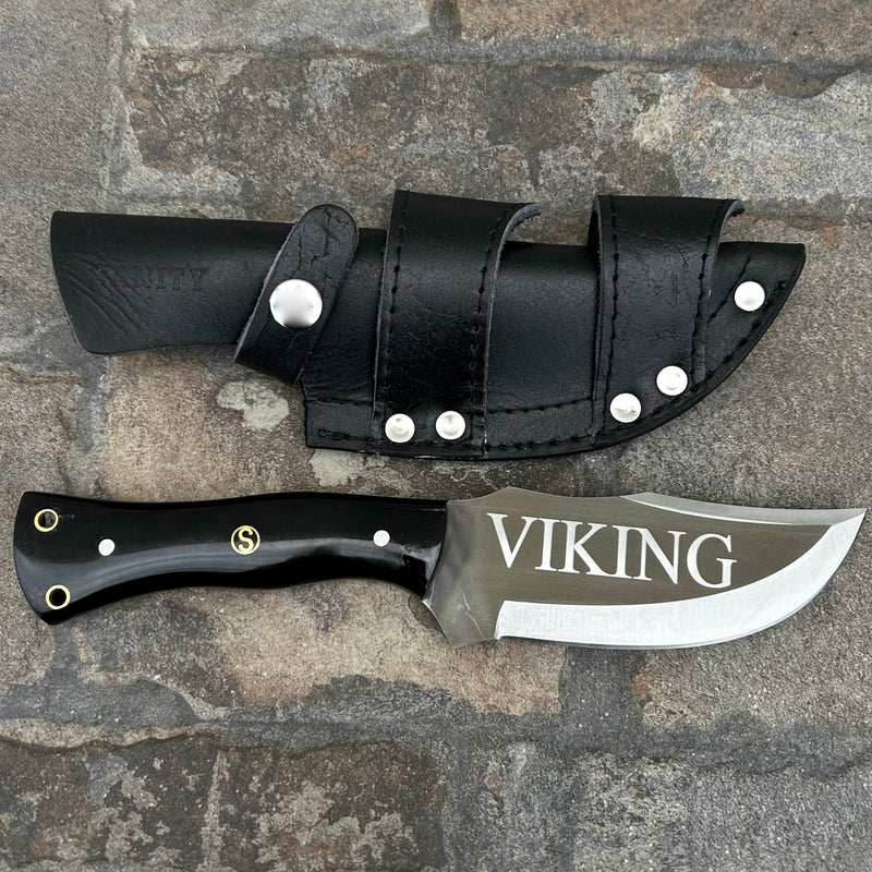 SANITY JEWELRY® Steel 10" Rough Rider Series - Viking - Buffalo Horn - D2 Steel - Horizontal & Vertical Carry - CUS60