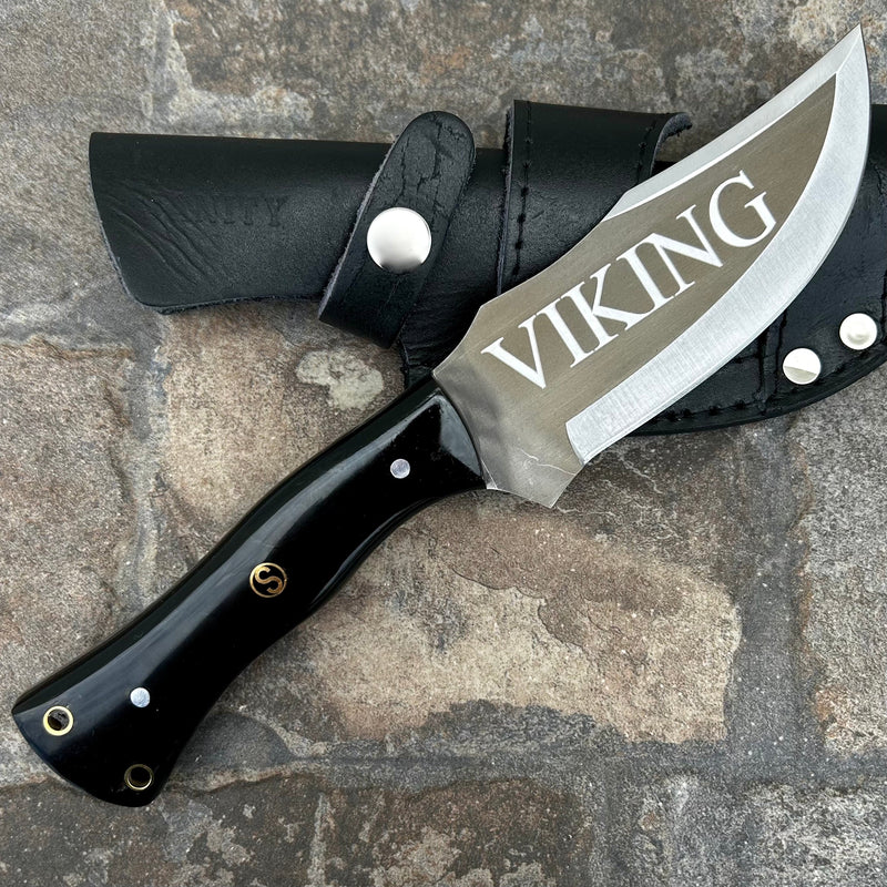 SANITY JEWELRY® Steel 10" Rough Rider Series - Viking - Buffalo Horn - D2 Steel - Horizontal & Vertical Carry - CUS60