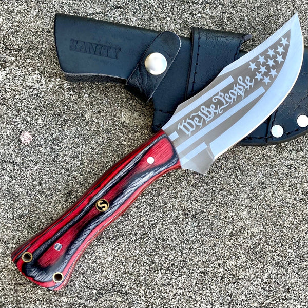 SANITY JEWELRY® Steel 10” Rough Rider Series - We The People - Red Wood - D2 Steel - Horizontal & Vertical Carry - CUS64