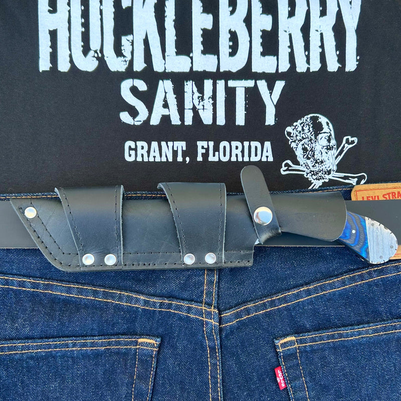 SANITY JEWELRY® Steel 11" Doc Holiday - Blue & Black Wood - Damascus - Horizontal & Vertical Carry - DOC5