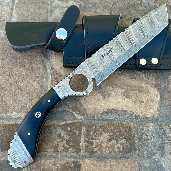 Sanity Jewelry Steel 11” Doc Holiday - Buffalo Horn - Damascus - Horizontal & Vertical Carry - DOC1