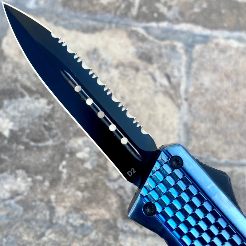 SANITY JEWELRY® Steel 8" Frank Nitti - Double Sided Serrated Blue - MLBDR