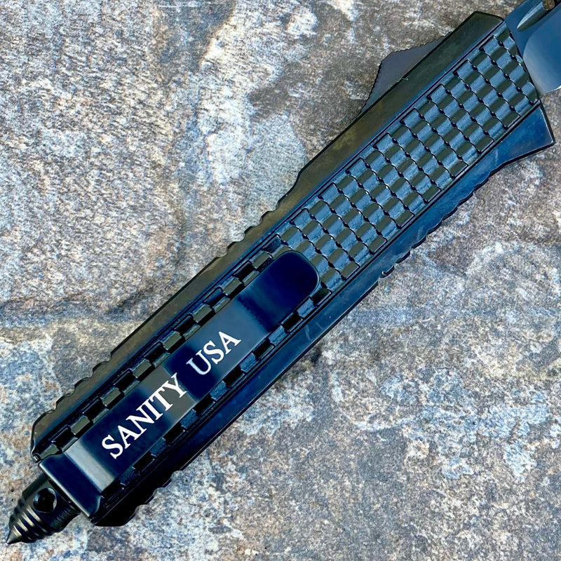 SANITY JEWELRY® Steel 8" Frank Nitti - Tanto Serrated Black - MBDTR