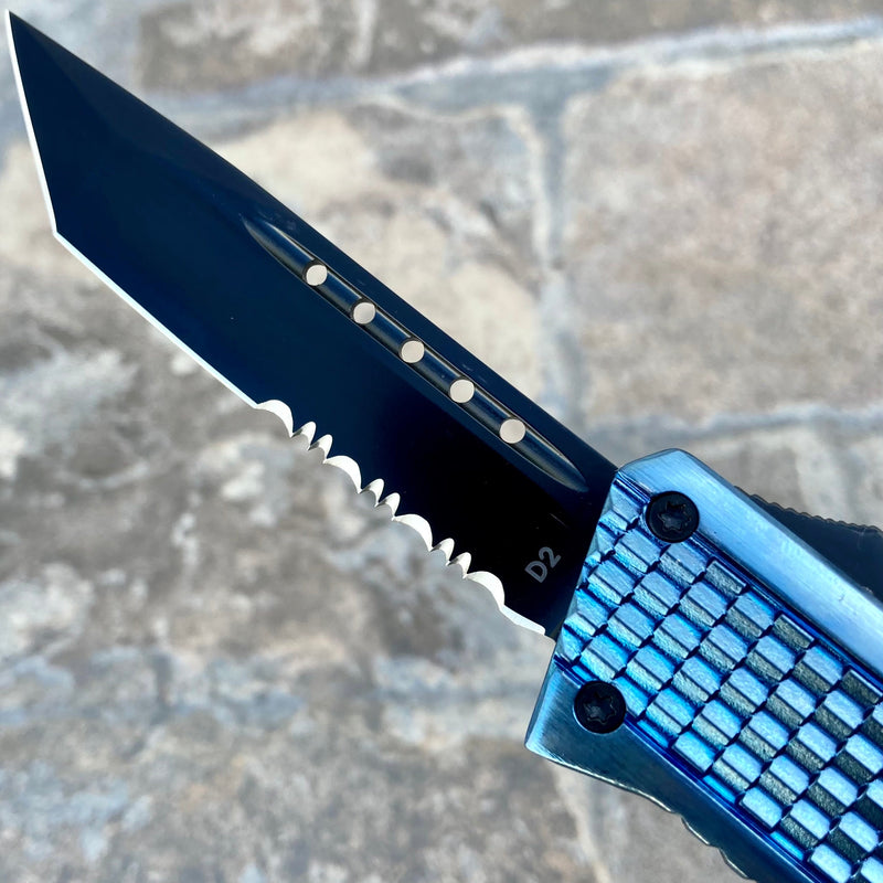 SANITY JEWELRY® Steel 8" Frank Nitti - Tanto Serrated Blue - MLBTR