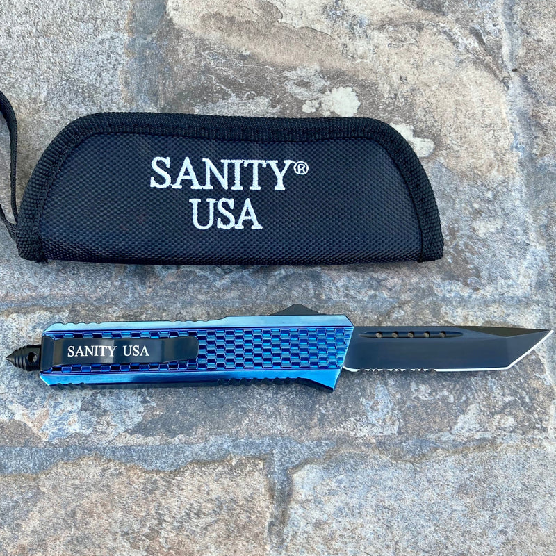 SANITY JEWELRY® Steel 8" Frank Nitti - Tanto Serrated Blue - MLBTR