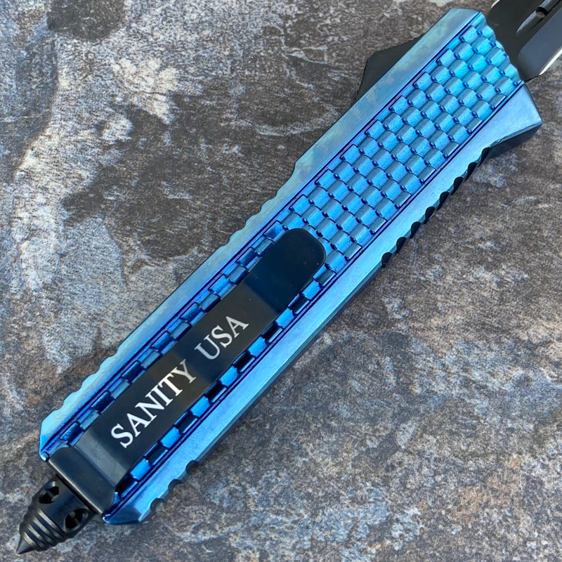 SANITY JEWELRY® Steel 8" Frank Nitti "The Prohibition" Series - Double Sided Serrated Blue - MLBDR