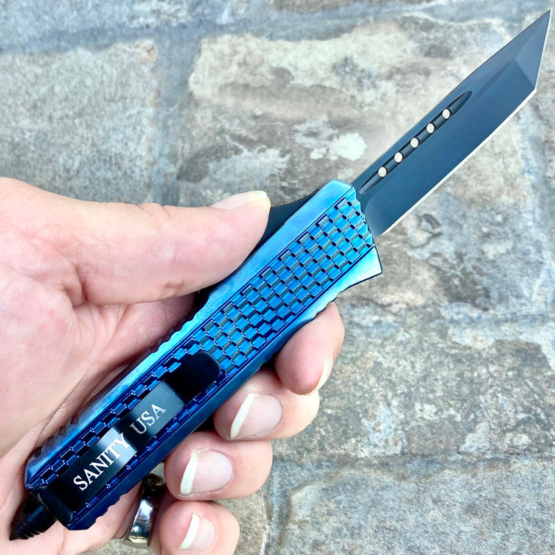 SANITY JEWELRY® Steel 8" Frank Nitti " The Prohibition" Series - Tanto Smooth Blue - MLBTS