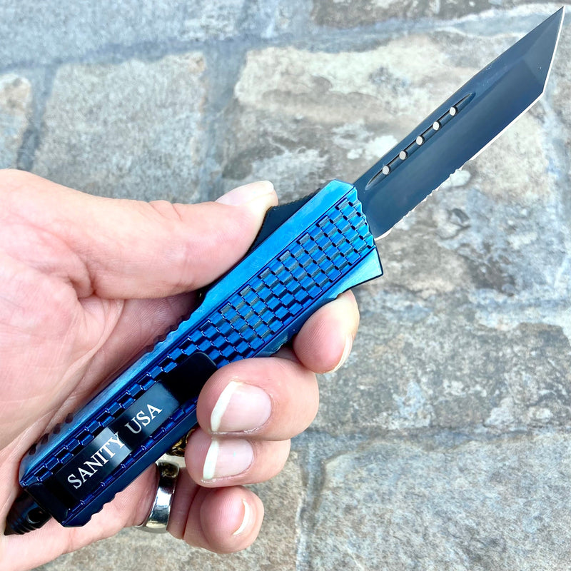 SANITY JEWELRY® Steel 8" Frankie Nitti "The Prohibition" Series - Tanto Serrated Blue - MLBTR