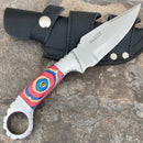 SANITY JEWELRY® Steel 9" Al Capone - Red/White/Blue Wood - D2 - Horizontal & Vertical Carry - PE02