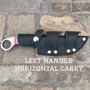 SANITY JEWELRY® Steel Belt Sheath Left Handed Horizontal 9" Al Capone - Red/White/Blue Wood - D2 - Horizontal & Vertical Carry - PE02