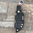 SANITY JEWELRY® Steel Belt Sheath Left Handed Vertical 9" Al Capone - Red/White/Blue Wood - D2 - Horizontal & Vertical Carry - PE02